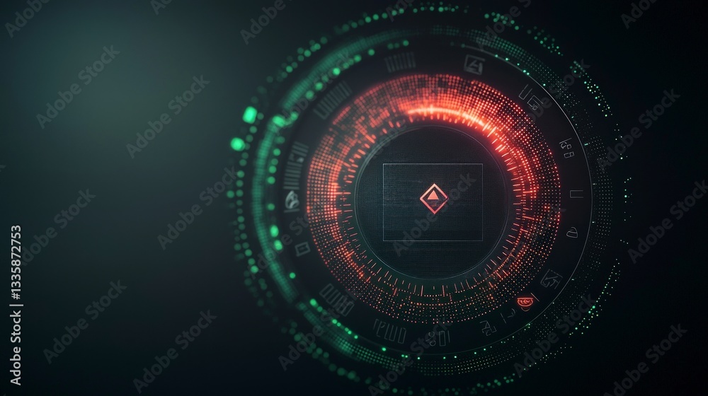 Obraz premium Futuristic HUD Interface Digital Technology Sci Fi Red and Green Abstract Background