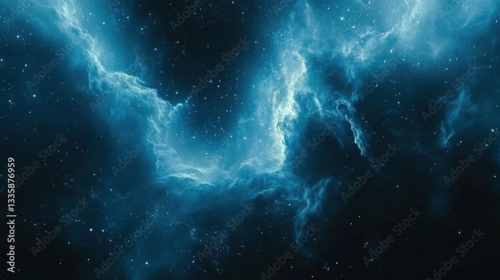 Fototapeta premium Celestial Nebula: A Cosmic Dance of Light and Dark in the Vast Expanse of Space