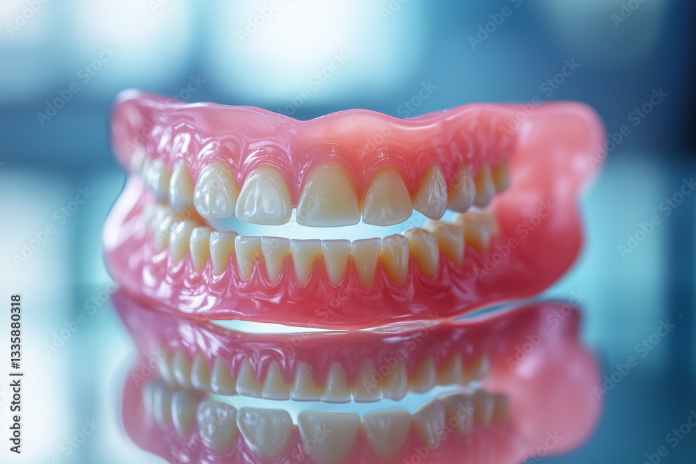 Obraz premium Artificial dentures with white gums and teeth