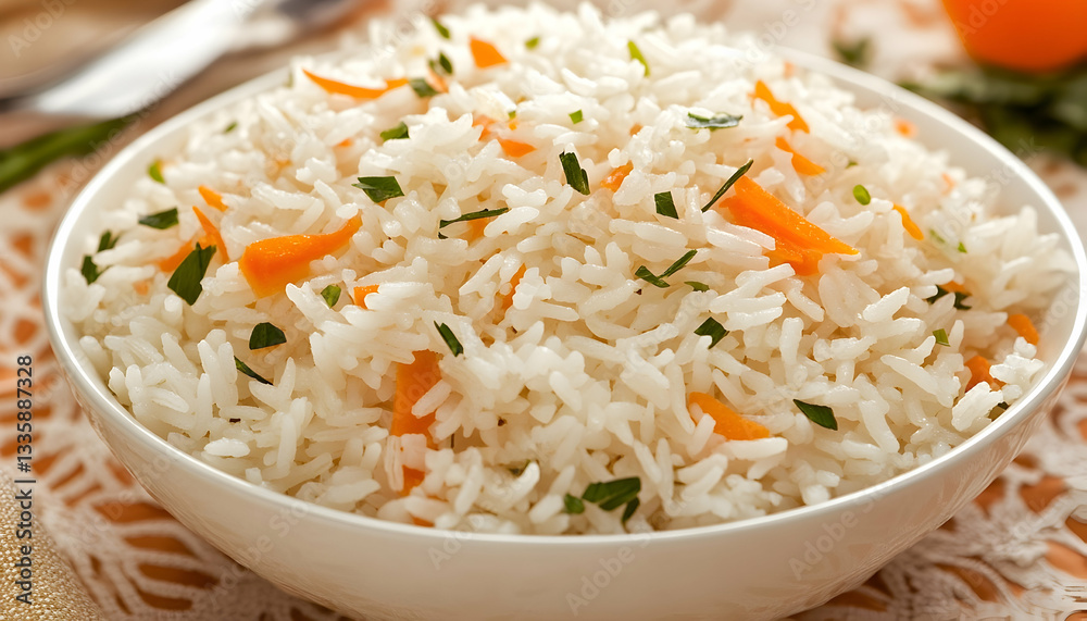 Fluffy white rice with carrots and herbs Fluffy white rice with carrots and herbs
