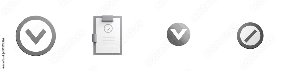 Icons, clipboard, checkmarks, decline, interface elements, on a black backdrop isolated on white or transparent Icons, clipboard, checkmarks, decline, interface elements, on a black backdrop isolated on white or transparent