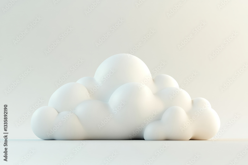 Fototapeta premium Minimalist Soft Cloud Sculptures on Neutral Background