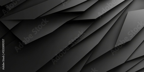 Black Abstract Geometric Layers with Shadowed Depth
