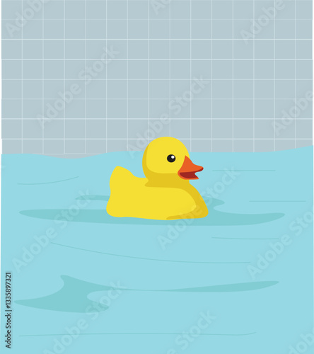duck toy in the pond.Yellow rubber duck inflatable family in swimming pool