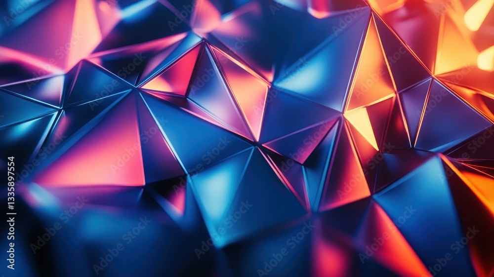 Abstract Geometric Background with Vibrant Colors and Dynamic Triangular Patterns in a Futuristic 3D Design Abstract Geometric Background with Vibrant Colors and Dynamic Triangular Patterns in a Futuristic 3D Design