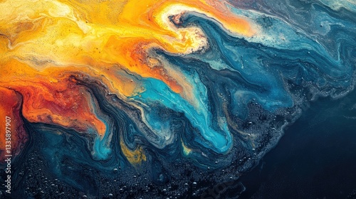 Abstract fiery blue liquid art background