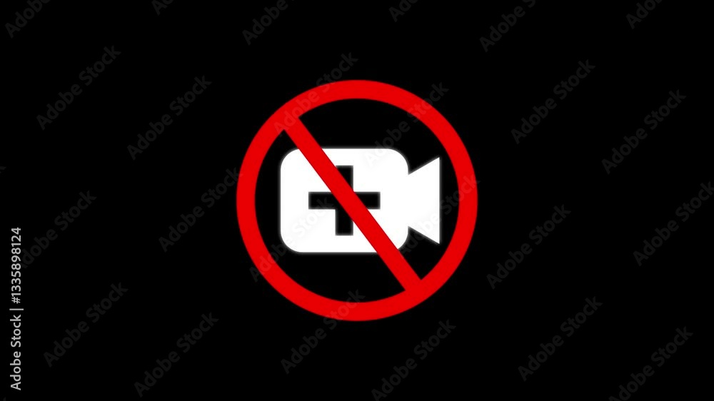 No photography allowed sign with a camera icon animation.Video camera not allowed icon animation , Camera alert icon isolated. No photography allowed sign with a camera icon animation.Video camera not allowed icon animation , Camera alert icon isolated.