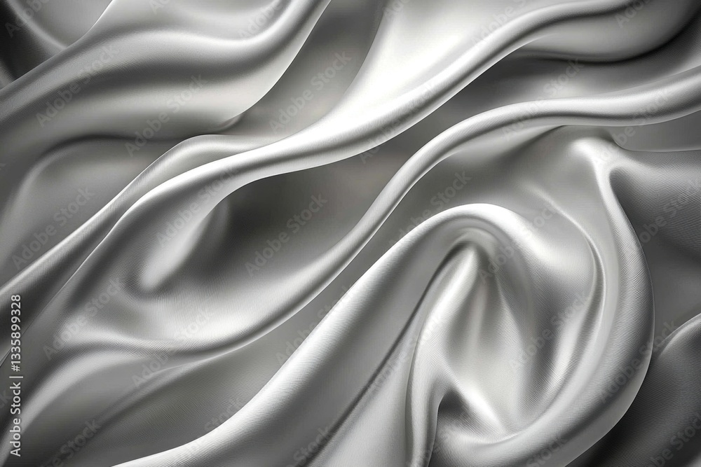 Obraz premium Smooth silver satin with flowing curves.