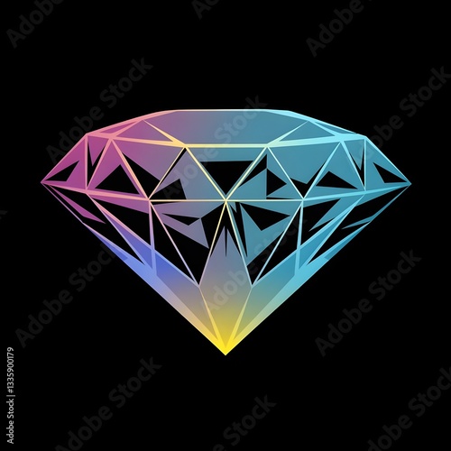 Cut diamond with spectrum of colors refracted.