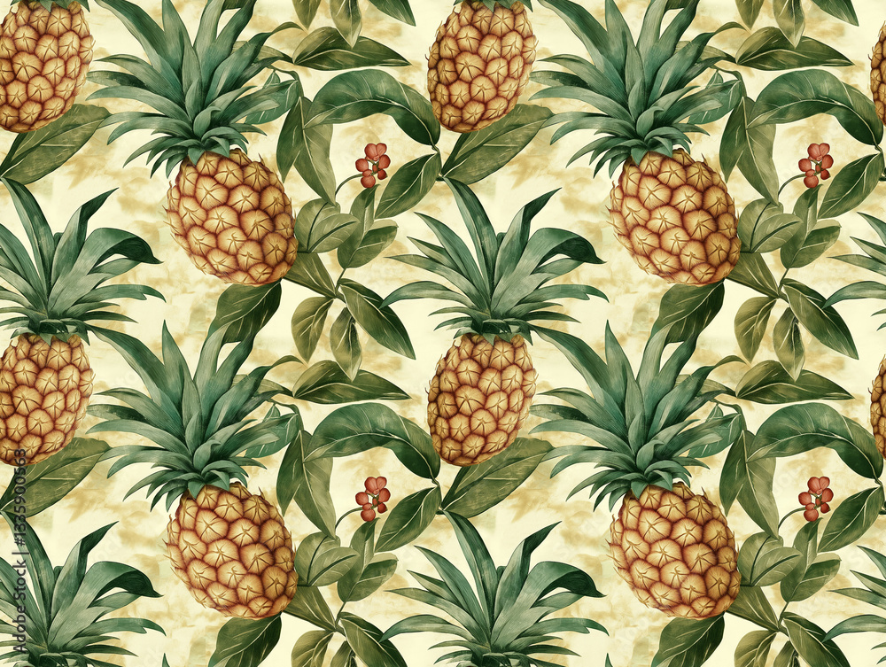 Pineapple Jungle pattern, tropical fruits garden Pineapple Jungle pattern, tropical fruits garden