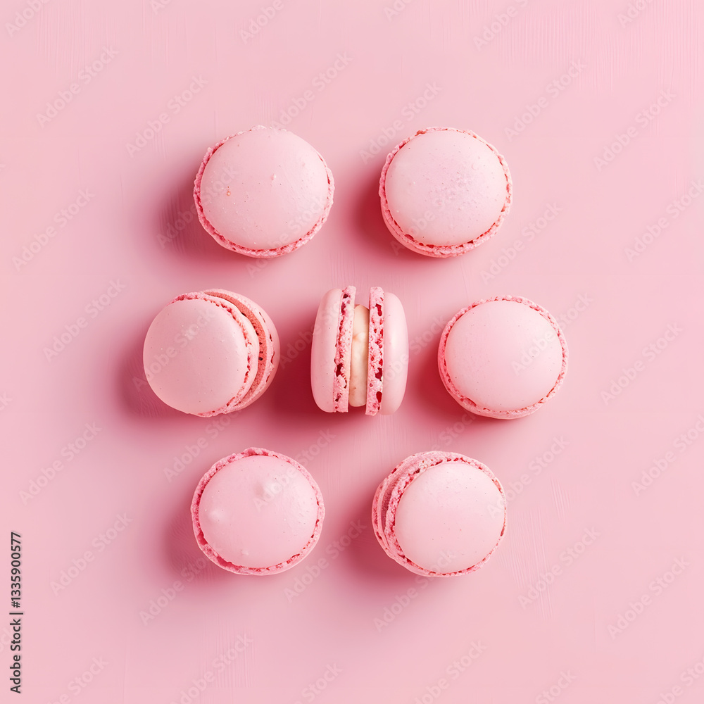 Pink Macarons on Soft Pink Background Pink Macarons on Soft Pink Background