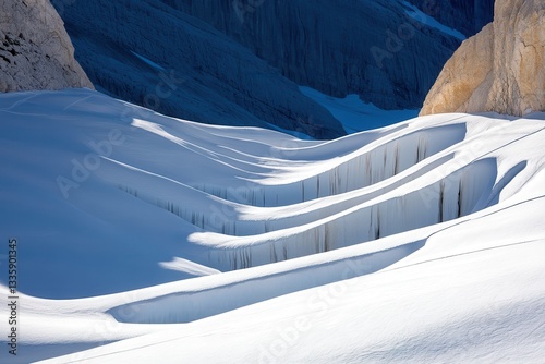 Snowy Winter Landscape with Wind Carved Patterns