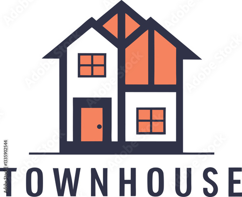 Townhouse Icon A clean and modern graphic design of a townhouse, ideal for real estate, housing, or architectural concepts.