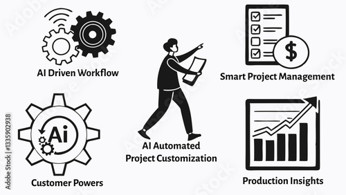 AI Business Icons - Smart Automation and Productivity Optimization