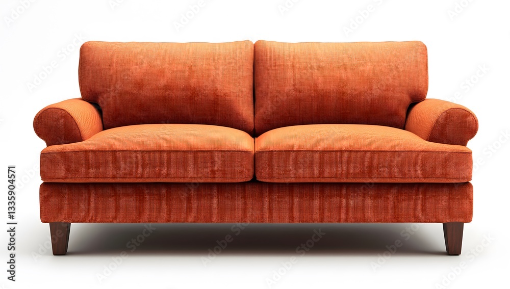 Fototapeta premium Orange Fabric Loveseat Comfortable Modern Design