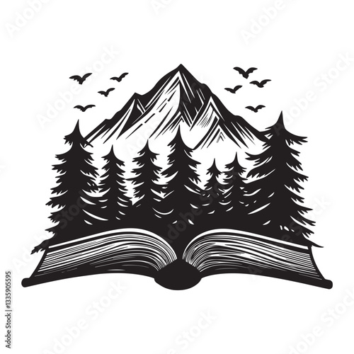 Nature book Vector illustration, Vintage book reader design