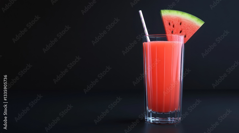 Watermelon juice drink in glass, dark background, healthy beverage, studio shot Watermelon juice drink in glass, dark background, healthy beverage, studio shot