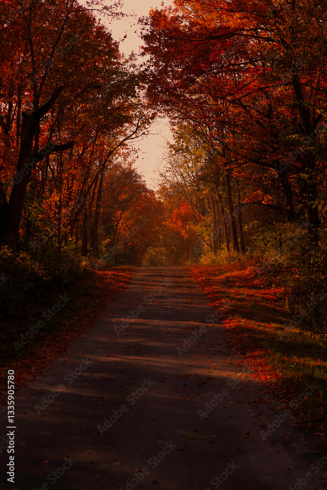 Naklejka premium sunset in the forest