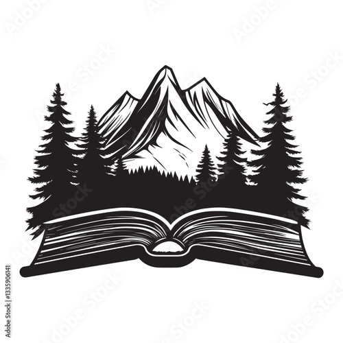 Nature book Vector illustration, Vintage book reader design