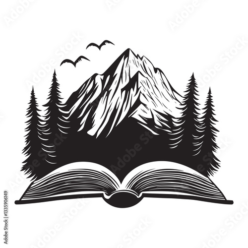 Nature book Vector illustration, Vintage book reader design