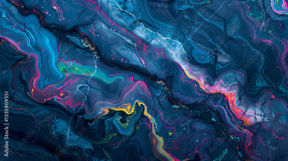 Obraz premium Neon Thunder marble, deep cobalt blue with striking white veins, bold and dramatic for luxury spaces