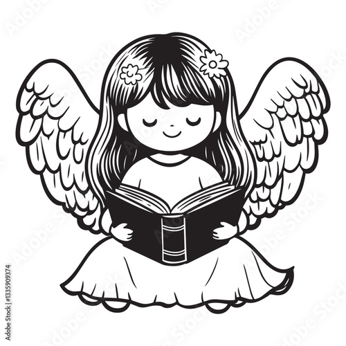 Fantasy book Vector illustration, magical book reader design