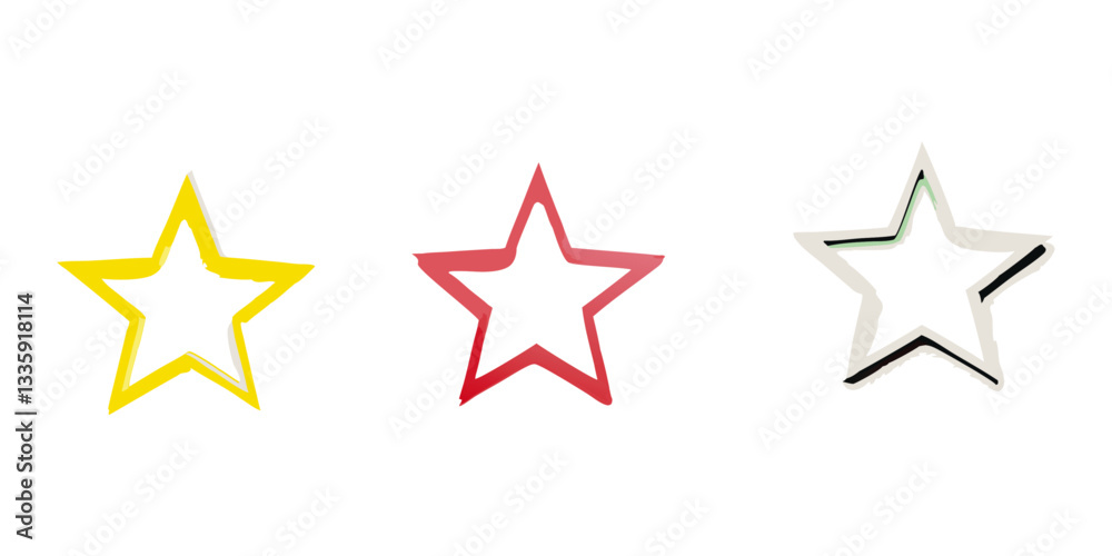 Star Rating Icons - Colorful Outline Design Star Rating Icons - Colorful Outline Design