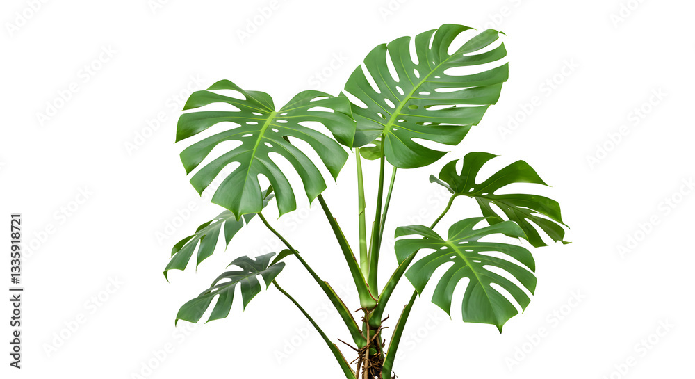 Obraz premium Green Monstera Leaves on White 