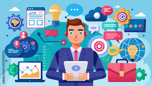 AI Digital Marketing Icons - Advertising and Data-Driven Campaigns