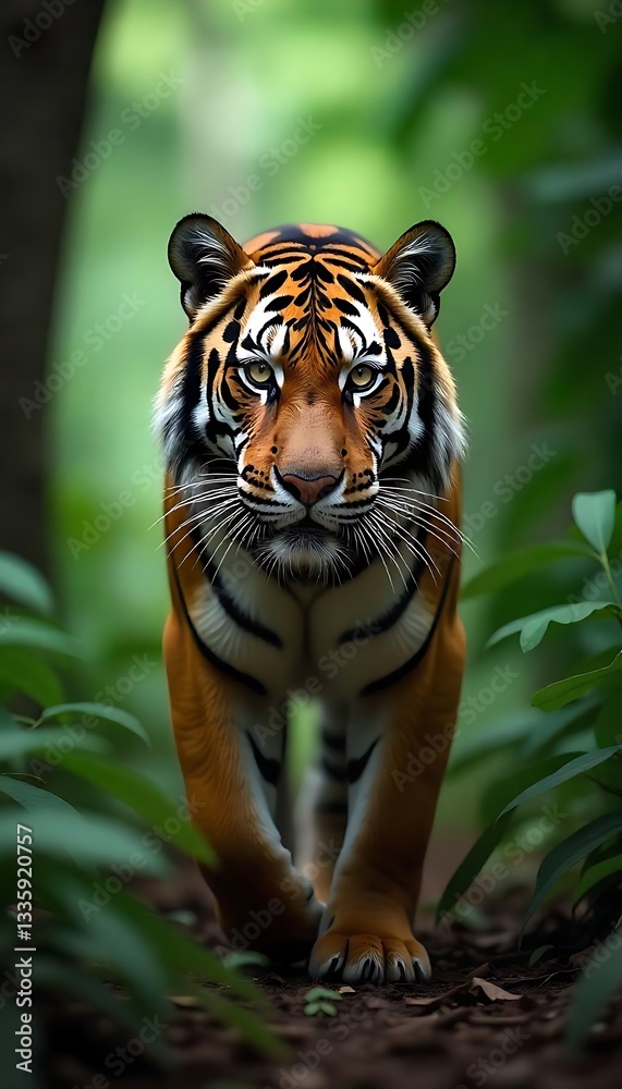 Fototapeta premium Generative AI Majestic Tiger Prowl An Artistic Rendition Of Nature's Power