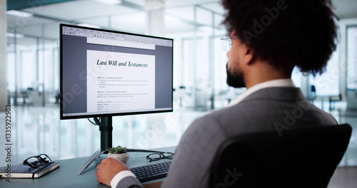 African American man filling out legal documents online