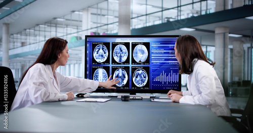 Obraz na płótnie Brain surgeon analyzing MRI scans w salonie