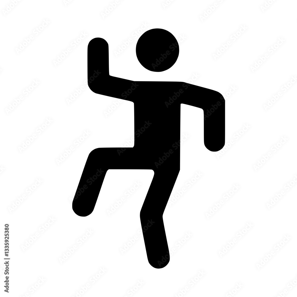 Silhouette icon of a dancing person expressing joy and movement Silhouette icon of a dancing person expressing joy and movement