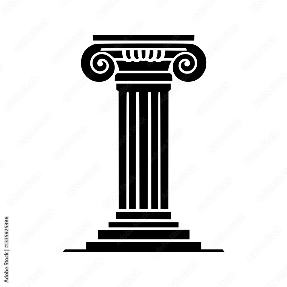 Silhouette icon of a classical column symbolizing strength and stability Silhouette icon of a classical column symbolizing strength and stability