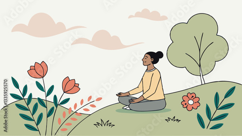 Mindfulness and Meditation AI-Generated Vector Illustration for Mental Health Awareness