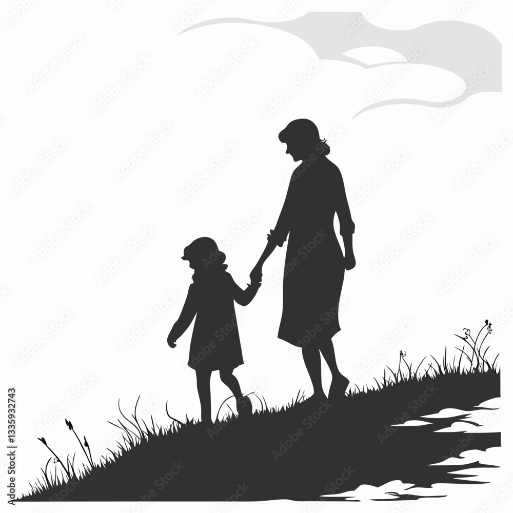 Modern Happy Mother's Day Silhouette Vector Modern Happy Mother's Day Silhouette Vector