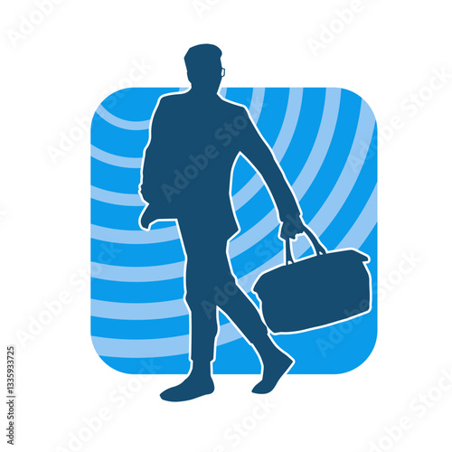 Silhouette of a business man carrying a briefcase