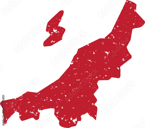 「新潟」の地図の赤いスタンプ、ベクターイラスト素材