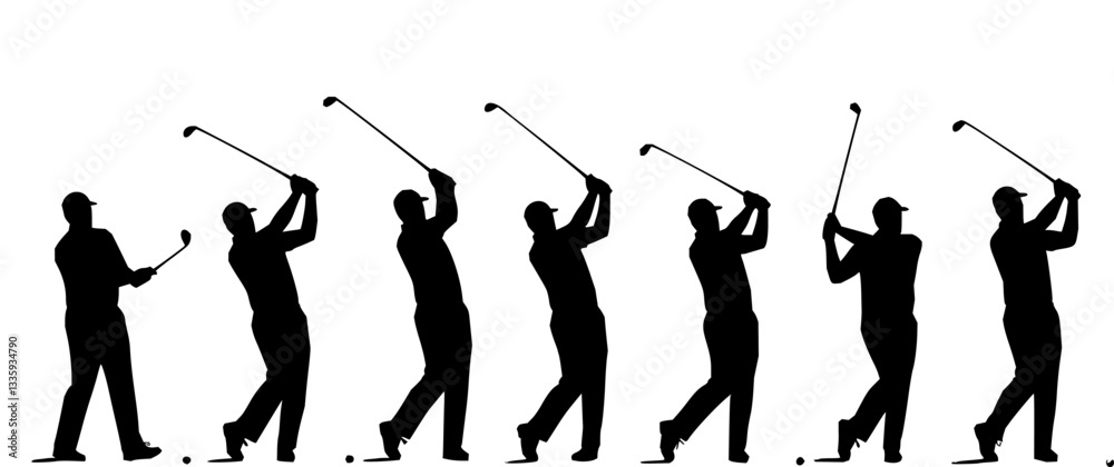 Obraz premium Golf player silhouette vector on white