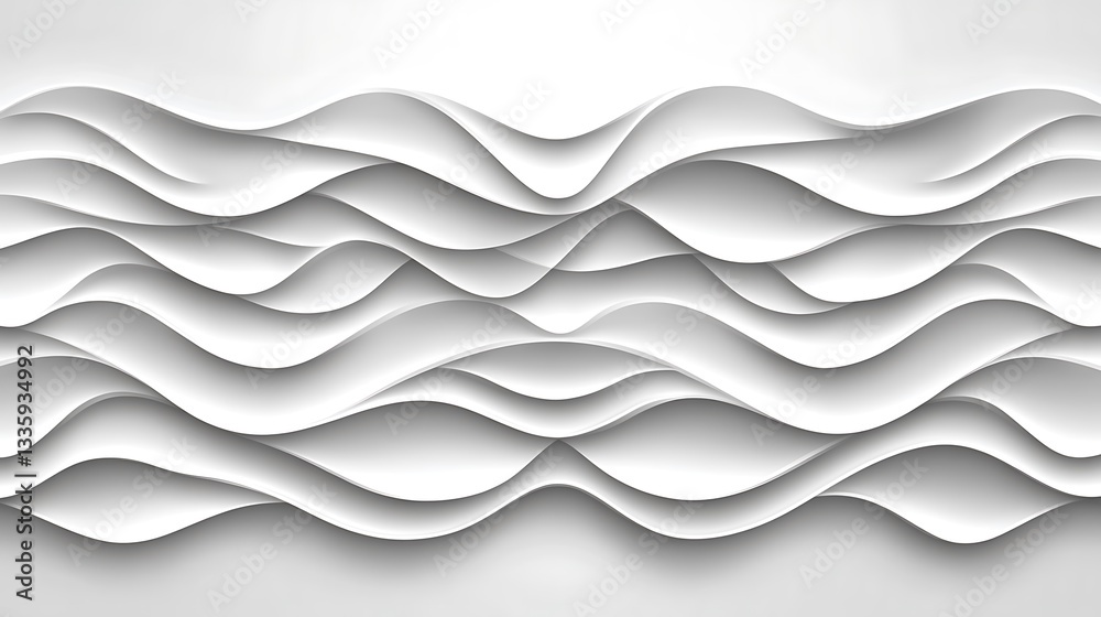 Fototapeta premium White undulating layered paper waves create a minimalist artistic design