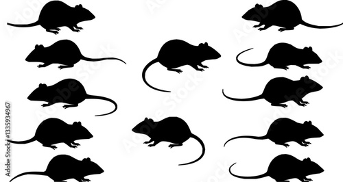 vector set, Silhouettes of rats

