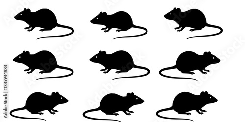 vector set, Silhouettes of rats
