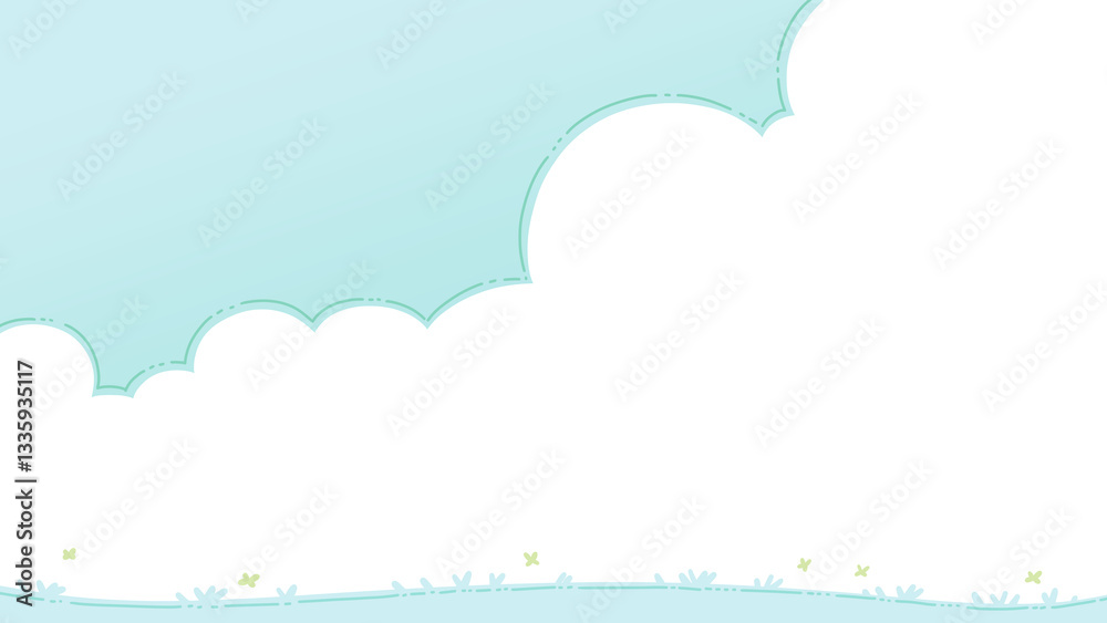 A cute background decorated with grasslands, clouds and a bright sky. A cute background decorated with grasslands, clouds and a bright sky.