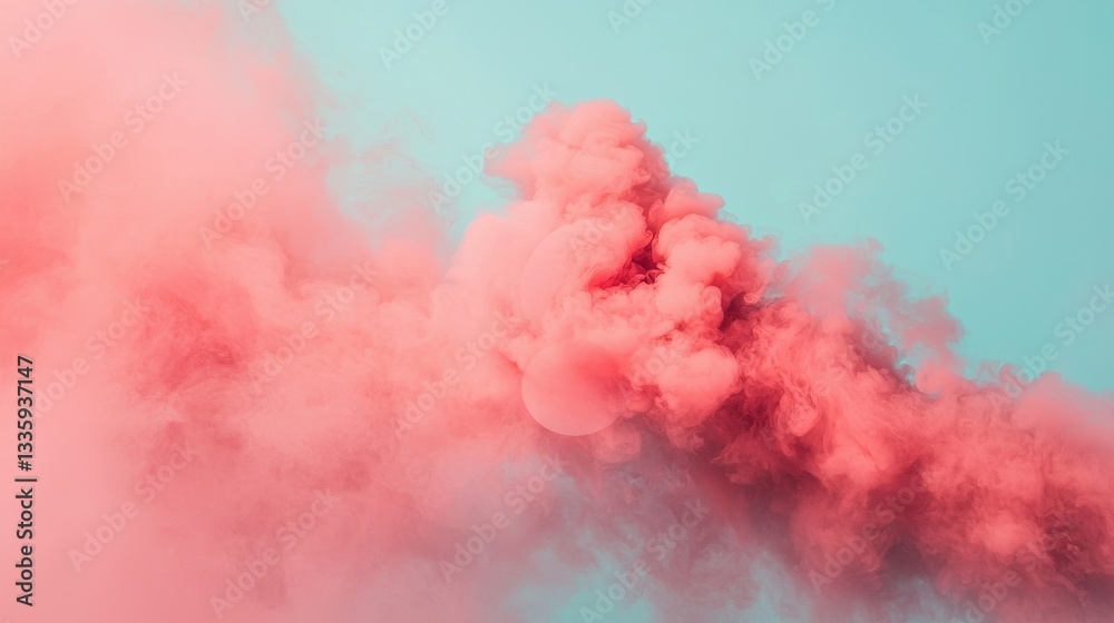 Obraz premium Soft Pink Smoke Swirls Against Light Blue Background for Art Projects