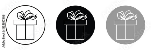 Present gift box icon. Vector isolated elements. Christmas gift icon illustration vector symbol. Surprise present linear design. Stock vector. Vector Illustration .