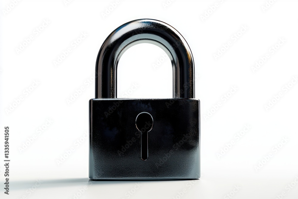Reflective Padlock Depicting Privacy in Security with a Simple Design Standing Out on Clean Background Reflective Padlock Depicting Privacy in Security with a Simple Design Standing Out on Clean Background