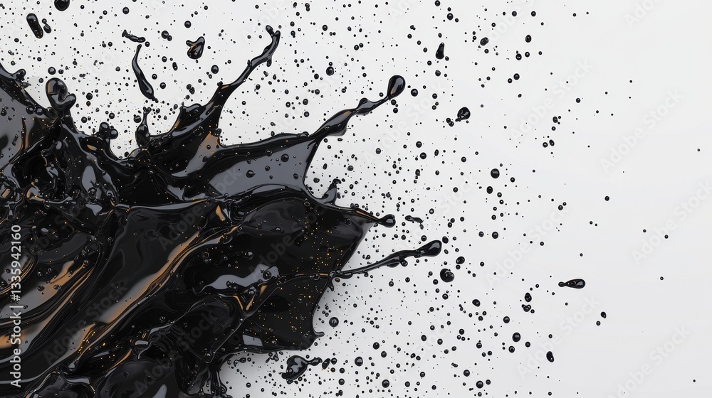 Fototapeta premium Abstract Black Paint Splash on White Background for Design Projects