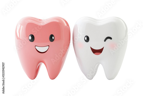 3D Render of Dental Implant and Natural Tooth on Transparent Background