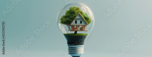 A tree house built inside a light bulb, representing innovative living spaces