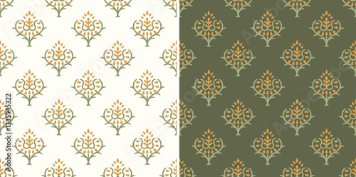 Hashtag CADS floral block print design pattern. Batik print, hand draw pattern. EPS file format.